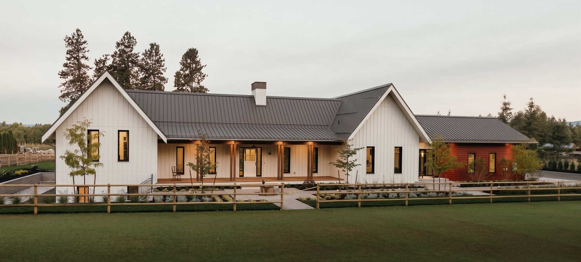 Okanagan Farmhouse at Dusk