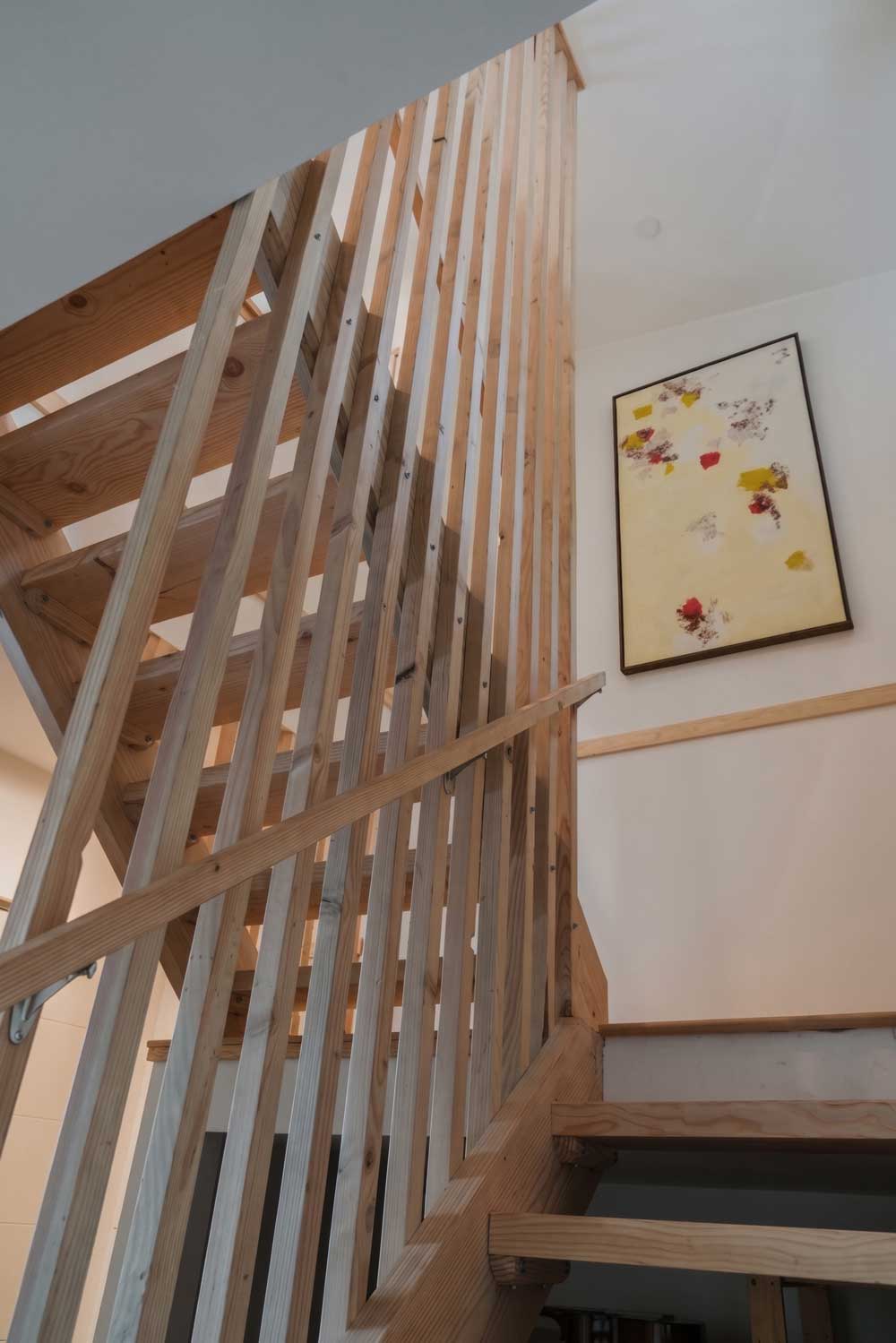 Green Point Living Buiding Challenge Passive House - Natural Wood Staircase Detail